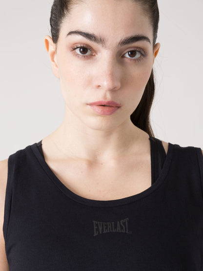 EVERLAST CANOTTA DONNA IN COTONE MODAL CON SCOLLO ROTONDO E LOGO FRONTALE