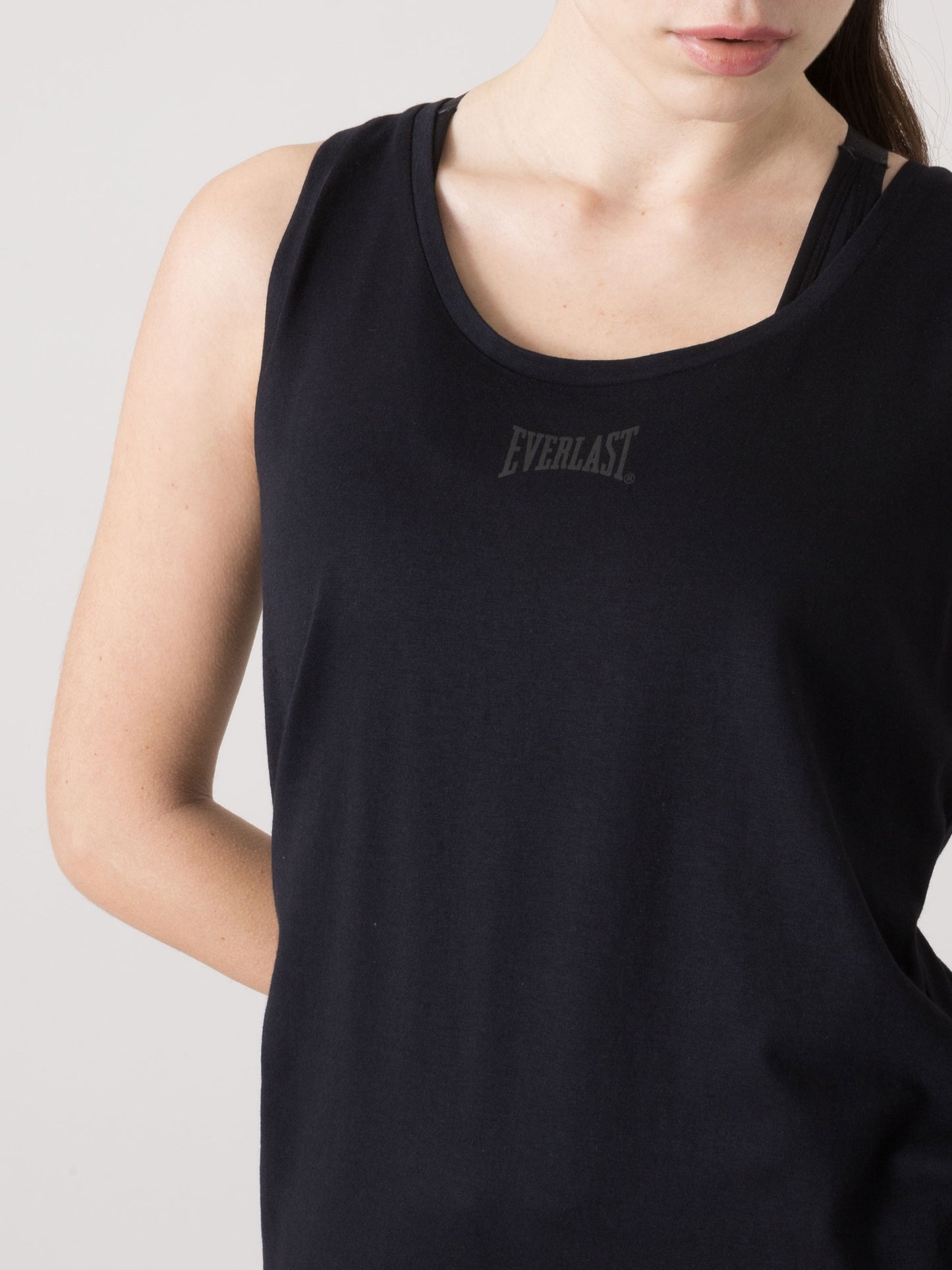 EVERLAST CANOTTA DONNA IN COTONE MODAL CON SCOLLO ROTONDO E LOGO FRONTALE