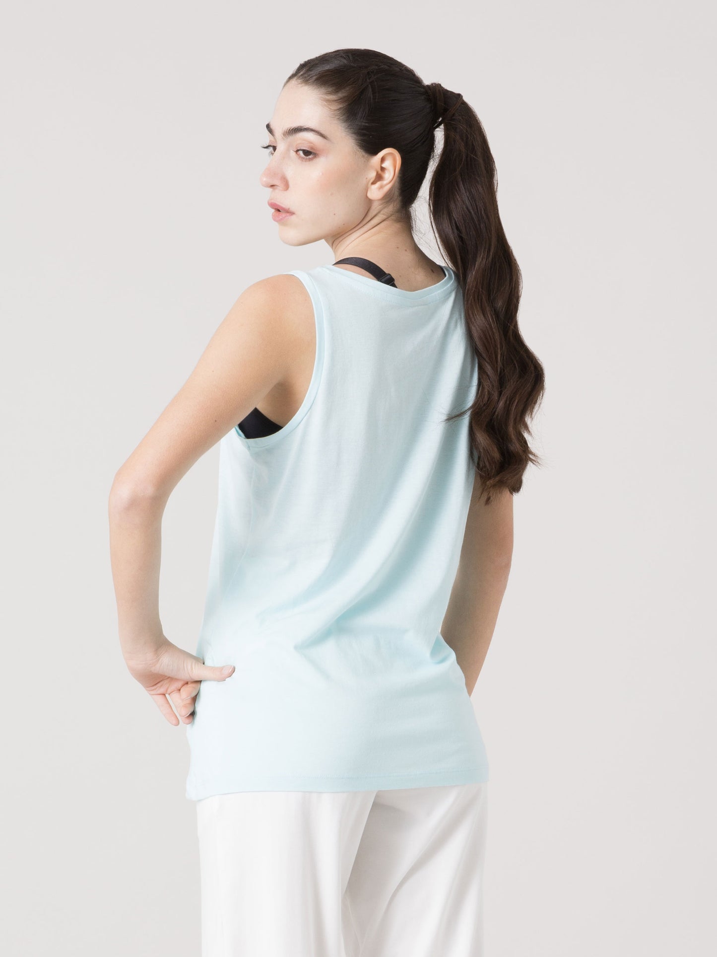 EVERLAST CANOTTA DONNA IN COTONE MODAL CON SCOLLO ROTONDO E LOGO FRONTALE