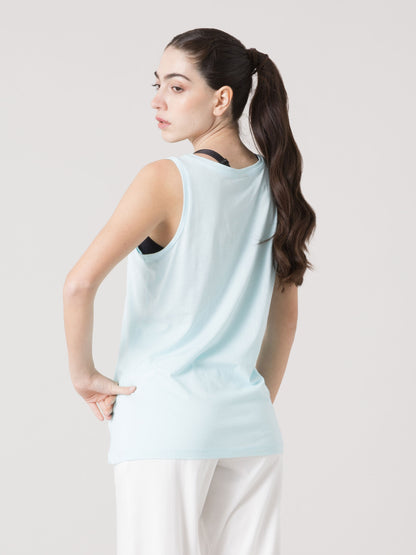 EVERLAST CANOTTA DONNA IN COTONE MODAL CON SCOLLO ROTONDO E LOGO FRONTALE