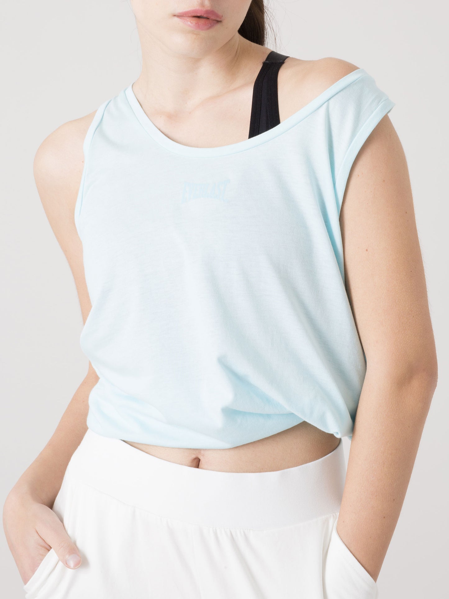 EVERLAST CANOTTA DONNA IN COTONE MODAL CON SCOLLO ROTONDO E LOGO FRONTALE