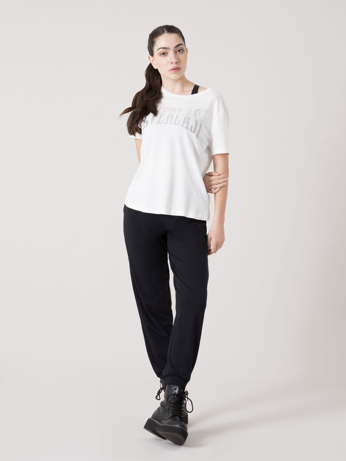 T-SHIRT DONNA EVERLAST LOGO IN STRASS A MANICA CORTA