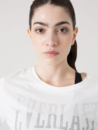 T-SHIRT DONNA EVERLAST LOGO IN STRASS A MANICA CORTA