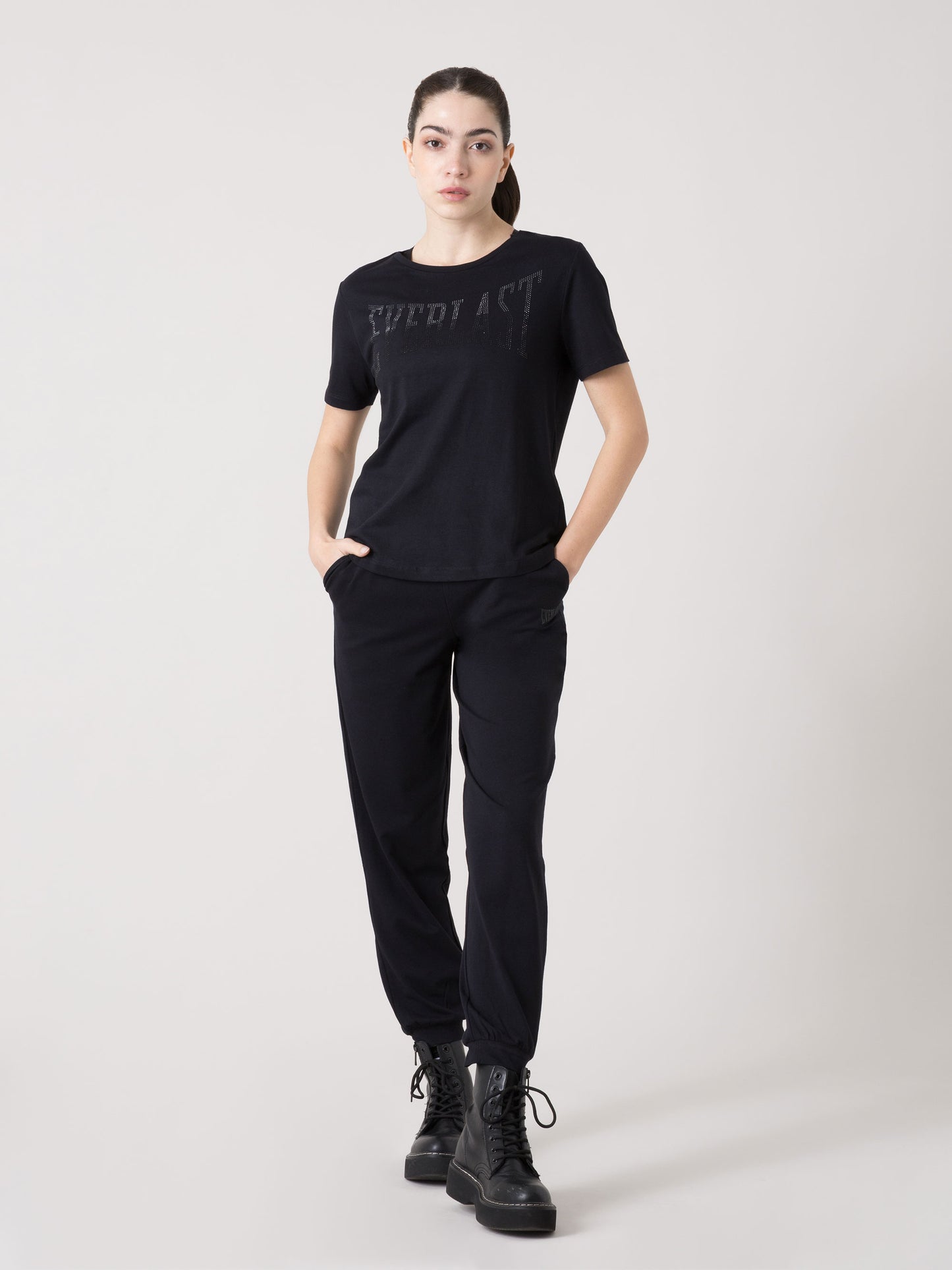 T-SHIRT DONNA EVERLAST LOGO IN STRASS A MANICA CORTA