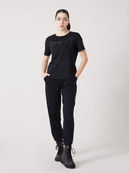 T-SHIRT DONNA EVERLAST LOGO IN STRASS A MANICA CORTA