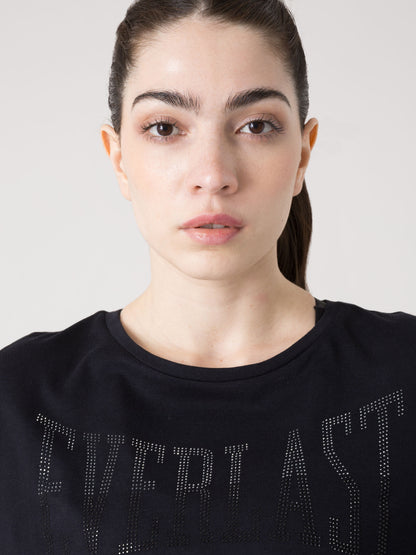 T-SHIRT DONNA EVERLAST LOGO IN STRASS A MANICA CORTA