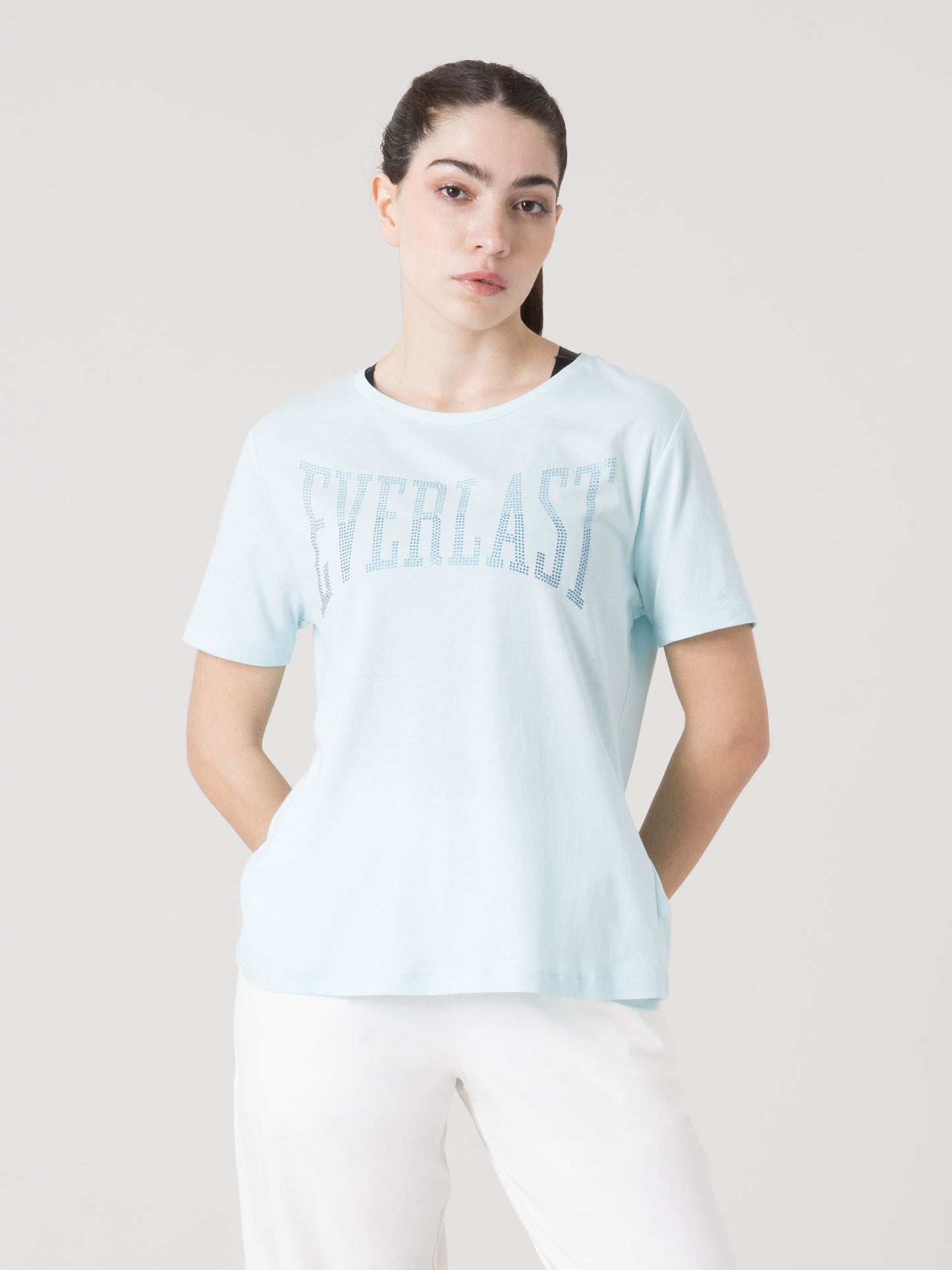 T-SHIRT DONNA EVERLAST LOGO IN STRASS A MANICA CORTA