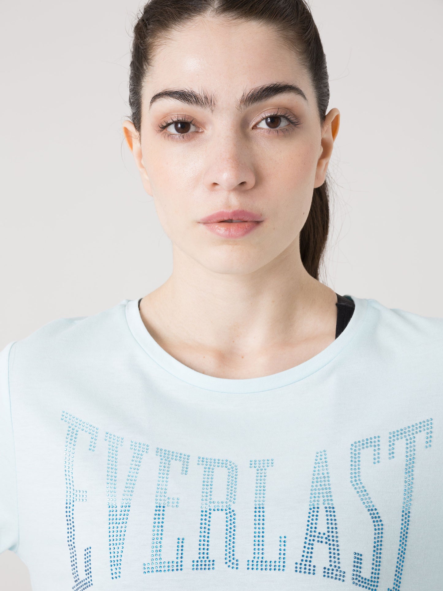 T-SHIRT DONNA EVERLAST LOGO IN STRASS A MANICA CORTA