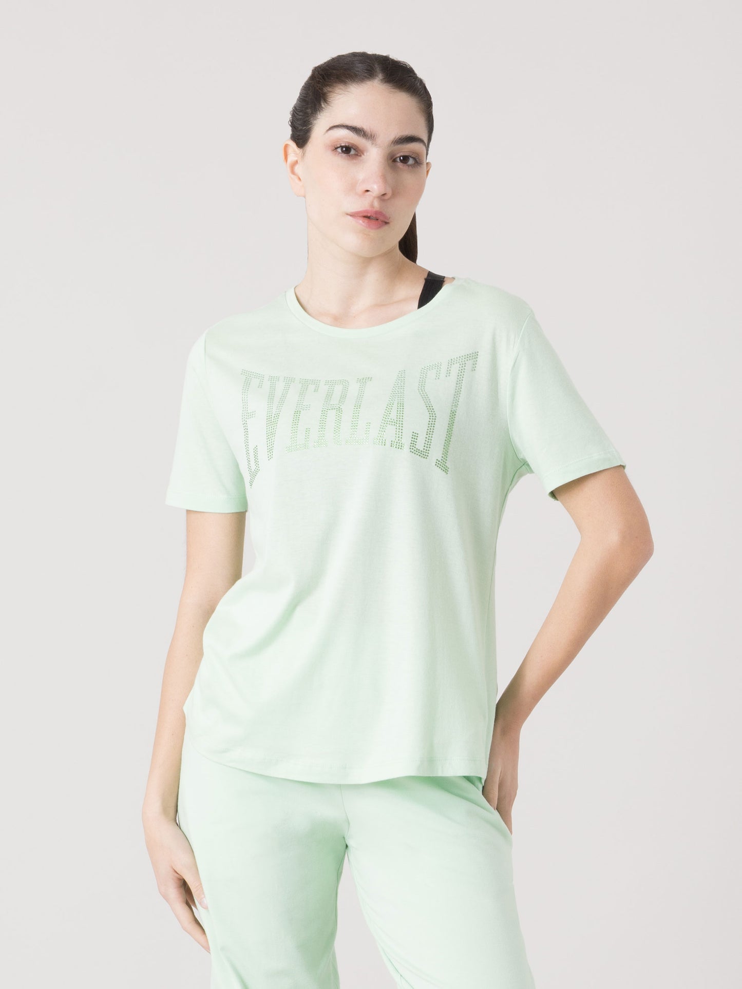 T-SHIRT DONNA EVERLAST LOGO IN STRASS A MANICA CORTA
