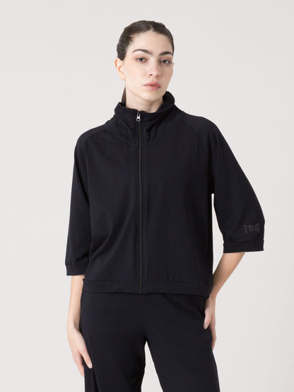 EVERLAST FELPA DONNA FULL ZIP CON COLLO ARRICCIATO IN JERSEY STRETCH
