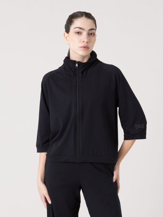 EVERLAST FELPA DONNA FULL ZIP CON COLLO ARRICCIATO IN JERSEY STRETCH