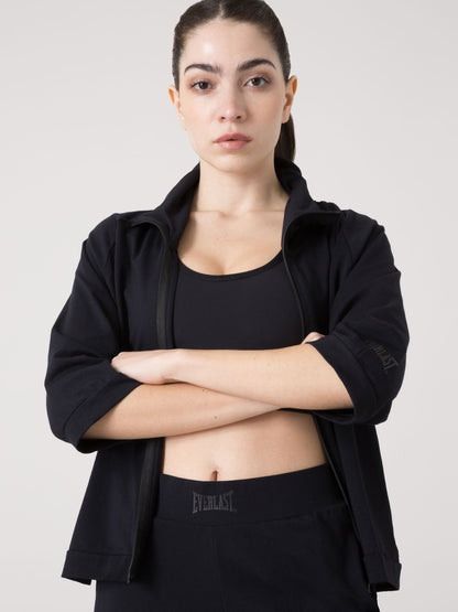 EVERLAST FELPA DONNA FULL ZIP CON COLLO ARRICCIATO IN JERSEY STRETCH
