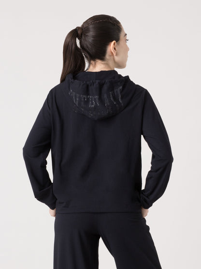 EVERLAST FELPA DONNA FULL ZIP CON CAPPUCCIO E STRASS